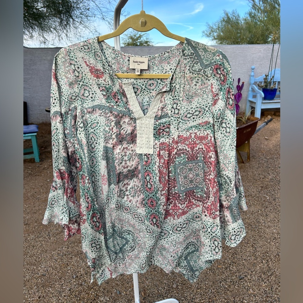 haute hippie tribe bohemian blouse, women’s size XXS